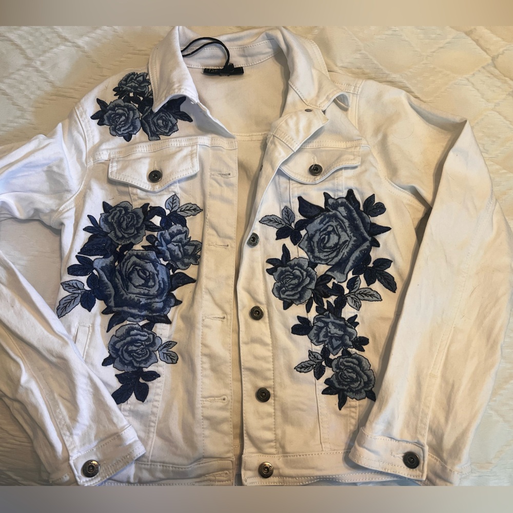 Embroidered white Jean jacket
